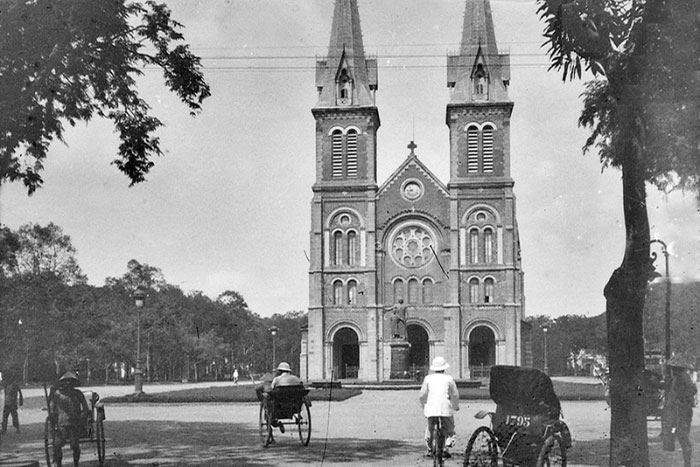 Overview of Notre Dame Cathedral in Saigon before